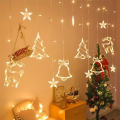 Christmas Window Suction Cup Chandelier Light Decorations / Creative Cute Window String Lamp / Santa Claus Battery Powered  Stirng Lights for Christmas Party Decor/. 