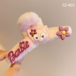 Jedai Jepit Rambut Jepitan Salon Slim Bulu Halus karakter Sanrio Wanita Anak Perempuan Cantik Bahan Bulu Lembut Silang Gaya Korea Warna Soft Pastel Aksesoris Ukuran 12x5 Cm Korea Thailand Premium Original Kitty Cinnamoroll Purin Melody Kuromi Pochacco