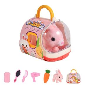 Electric Barking Dog Simulation Pet Raise Toy Walking Animal with Carriers Plush Dog Interactive Toy Baby Crawling Toy