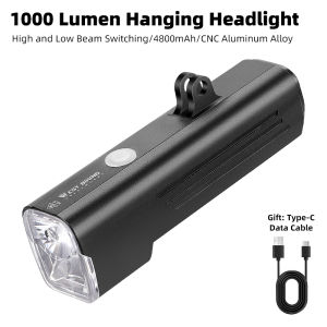 Phía tây đi xe đạp 1000 lumen treo đèn pha không thấm nước IPX5 Vỏ hợp kim nhôm đèn đi xe đạp có thể sạc lại Type-C giao diện Đèn Trước Xe Đạp Đèn Pha Phụ Kiện Xe Đạp