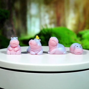 ชุดเครื่องประดับฮิปโปเรซินขนาดเล็ก6ชิ้นสำหรับตกแต่งบ้านอุปกรณ์โครงงาน DIY และไม่เหมือนใครของตกแต่งสวนตุ๊กตาสัตว์