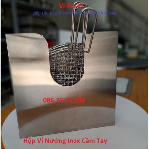 Hộp vỉ nướng inox cầm tay giỏ xách vỉ bếp nướng thùng đựng vỉ inox bếp nướng than hoa giá rẻ