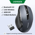 UGREEN chuột Bluetooth 2.4G chuột không dây Wireless Mouse Ergonomic Silent Mouse 4000DPI for MacBook Tablet Laptop Computer Desktop PC Model: 90855. 