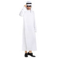 Người Đàn ông áo choàng hồi giáo thobe saudi Arab Tay áo dài Robe với khăn phù hợp với hóa trang Halloween Trung Đông Arab hoàng tử Trang Phục Cosplay cho nam giới trưởng thành. 