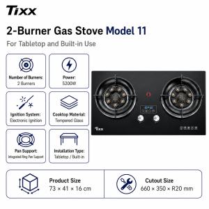 Tixx Infrared Gas Stove 3300W 1250℃ Super Firepower Single Burner Iron Knob Explosion-Proof Glass