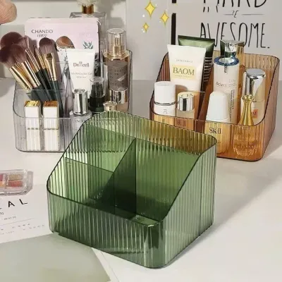 Hộp đựng mỹ phẩm để bàn đa năng 4 ngăn meka hộp để đồ trong suốt chất liệu nhựa Arylic hộp đựng hộp đựng bút để bàn hộp nhựa hộp meka hộp