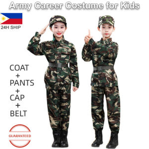 Career Army Costume for Kids Policeman Career Cosplay Childrens Camouflage Uniform Set Soldier Costume Clothing