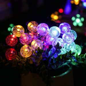 20/30/50/100Led Crystal Ball Bubble Solar String Lights Outdoor Garden Pathway String Lamp Lampu Taman