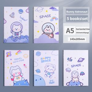 A5/B5 5PCs INS Cartoon Notebook 30Sheets Notepads Horizontal Line Notebook Sewing Machine Notebook School Office Supplies
