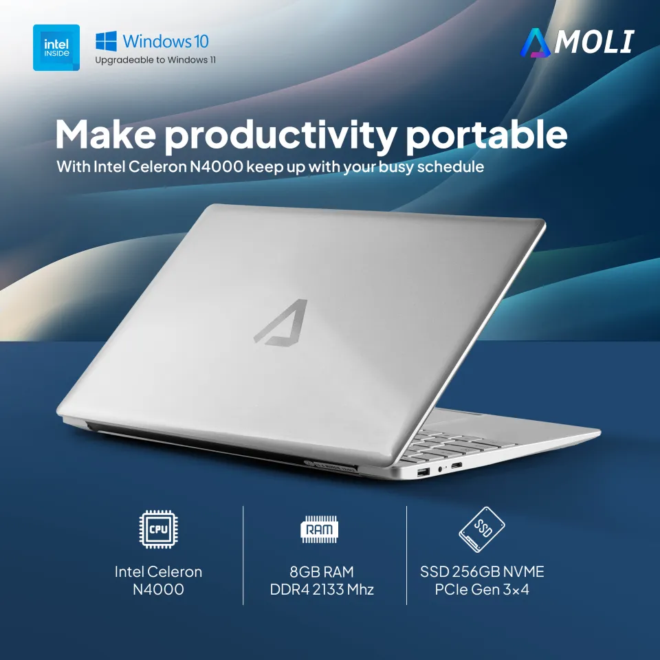 AMOLI Laptop Gaming Murah Layar HD 15,6 Inci Intel Celeron N4000