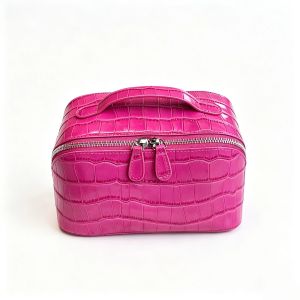 Crocodile Pattern Cowhide Cosmetic Bag Rose Red Light Luxury Genuine Leather Women Travel Portable Toiletry Storageanity Case2026