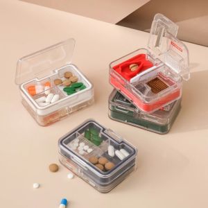Thours Portable Multifunctional Medicine Box Small Square Portable Sealing Piece Medicine Cutting Grinder Medicine Box