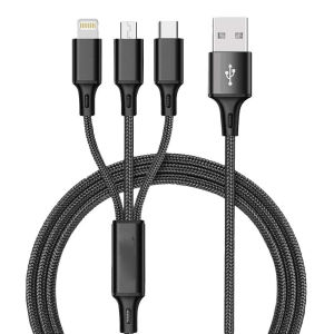3 In 1 Fast Charging Cord For iPhone Huawei Micro USB Type C Charger Cable Multi Usb Port Multiple Usb Charging Cord