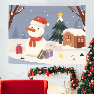 ผ้าตกแต่งผนังต้นคริสต์มาส ต้นสน ผ้าแขวน ผ้าพื้นหลังวันหยุดสด ผ้าทอเรียบง่าย