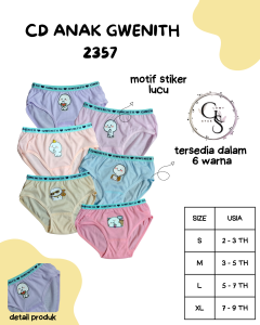 CD Anak Perempuan GWENITH Stiker | Celana dalam anak murah motif karakter | Bahan Lembut | Best Seller