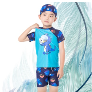 1-10Tahun Pakaian Renang Perlindungan UV Baju Renang Dengan Topi Balita Anak Celana Renan Laki-laki Umur