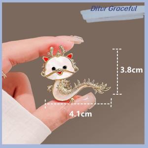 Ditur Cartoon Imitation Dragon Brooch For Women Chinese Zodiac Dragon Pins Cute Animal Badge Birthday Jewelry Gift
