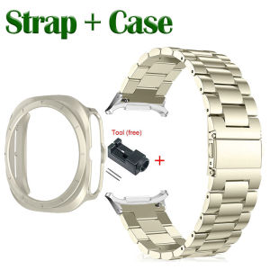 สาย พร้อมเคส ฟิล์มกระจก For Samsung Galaxy Watch Ultra 47mm สายนาฬิกา สายนาฬิกาข้อมือ สเตนเลส โลหะ Galaxy Watch 7 Ultra 40mm 44mm อุปกรณ์เสริมสมาร์ทวอทช์