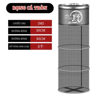 Rọng đựng cá giỏ đựng cá khung kim loại siêu bền túi đựng cá cao cấp