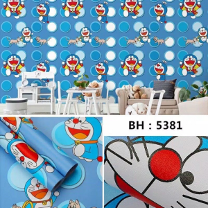 Wallpaper Dinding Stiker Karakter Doraemon Kucing Polkadot 7m s/d 8m Lebar 45cm