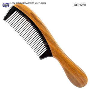 Lược gỗ Bách Xanh ghép răng sừng xuất khẩu Cao Cấp - Chống tích điện/ dáng lược Châu Âu (COH260) HAHANCO