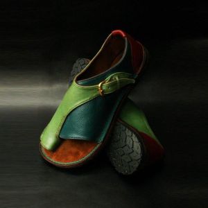 Free Shipping Plus-Size WomenS Sandals 2026 New Style Low-Cut Color-Blocked Flat-Soled Sandals Sizes 35-43
