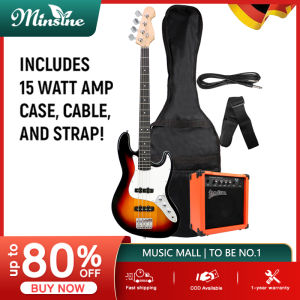 Minsine Jazz Bass Guitar G-B1 4-String Electric Guitar | FREE Gig Bag Strap & Cable | Premium Sound & Quality