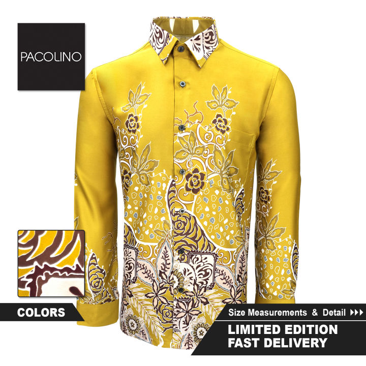 Pacolino - (Modern Fit Cutting) Yellow Color Malaysia Men Batik Long ...