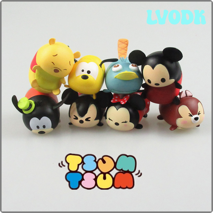 LVODK Disney Tsum Tsum Anime Figures pvc 8pcs/set Mickey Mouse Minnie ...