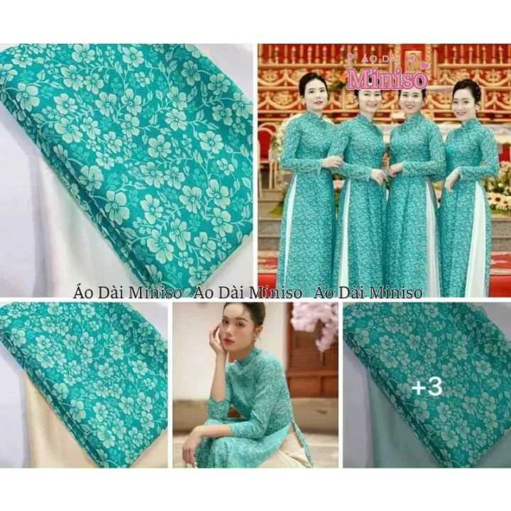Áo dài gấm thanh liễu màu xanh min MINISO | Lazada Việt Nam