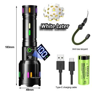 5000W Torchlight ultra bright with 26650 Battery USB Upgrade Super bright Flashlight Waterproof Portable Ceiling Light Rechargeable Emergency Light
