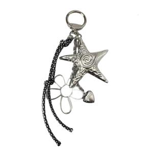 Multifunctional Star Flower Heart Rope Bag Charm Star Pendant Key Holder Bag Accessory Present for Stylish Individuals