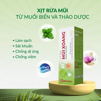 Dung dịch Xịt rửa mũi xoang Nam Dược chai 75ml muối biển và thảo dược giúp xịt sạch thông mũi ngăn ngừa và giảmviêmmũi xoang