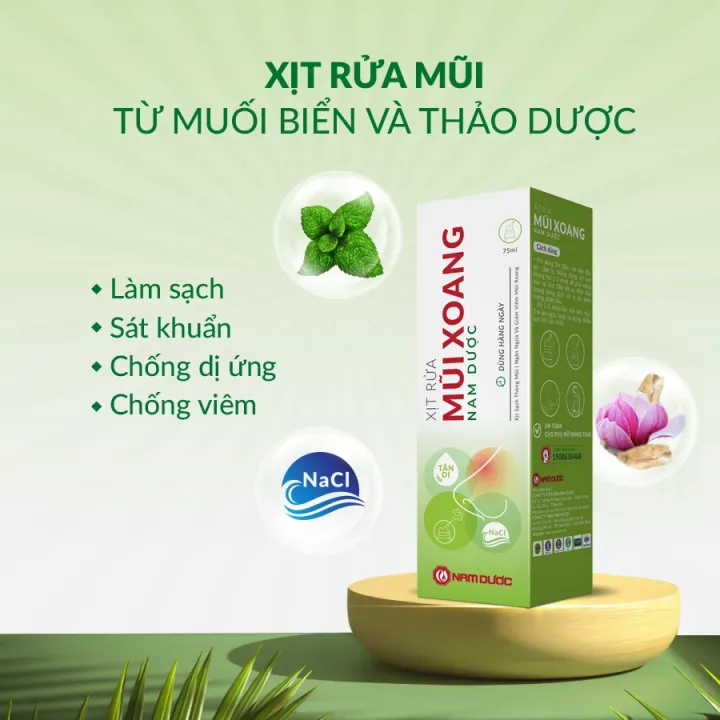 Xịt rửa mũi xoang Nam dượᴄ chai 75ml muối biển và thảo dượᴄ giúp xịt sạch, thông mũi,và giảm viêm mũi xoang- MKPMC