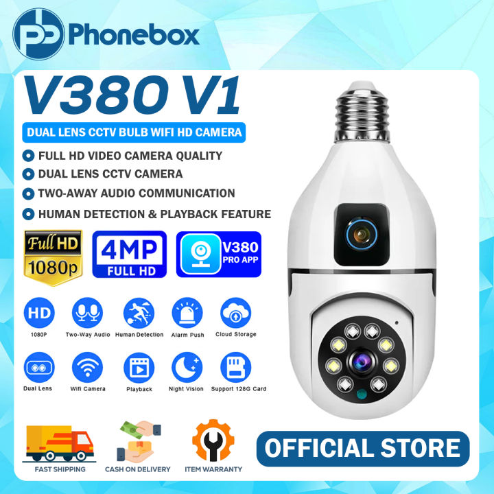 V380 PRO V1 CCTV Camera Plus Dual Lens HD 4MP Alarm CCTV Bulb
