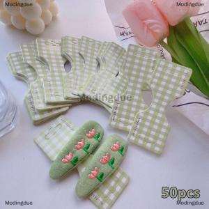 [COD] Modingdue 50Pcs Colorfu Lattice Half Folded Card Hair Accessories Cardboard Display Card Labels Hair Rope Packaging Card Hanging Tag Label