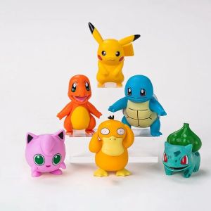 6pcs Pokemon Cake Topper Anime Figure Pikachu Party Happy Birthday Pokemon Cake Decoration Supplies Ornaments Boy Kids Gift