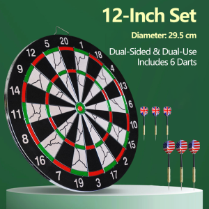 Dart board set-thick flocking material double-sided 6-pin dart board with12/17/18inches