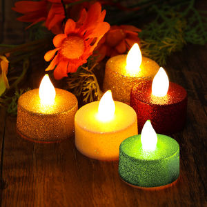 6pcs LED Flameless Candle Light Powder Appearance Soft Light Home Wedding Birthday Decoration Battery Light