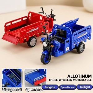 Three Wheeled Motorcycle Simulation Kids Tricycle Pull Back Vehicle Toy with Steering & Storage Design Gift for Boys