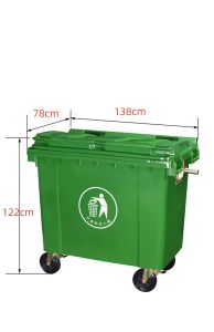 Plastic Classification Rubbish Collector 660L L Outdoor Large Environmental Sanitation Waste Bin Commercial Four-Wheel Trailer Bucket Large Capacity