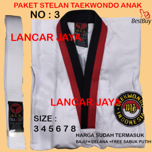 BAJU TAEKWONDO BELADIRI ANAK PAKET 1 STEL BAJU - CELANA - FREE SABUK