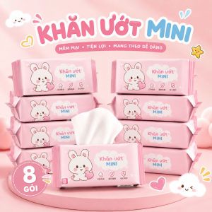 Khăn Ướt Mini 8 Gói Bỏ Túi Mềm Mại Không Cồn Tiện Lợi Mang Theo