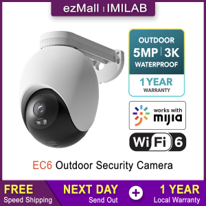 IMILAB EC6 3K WiFi-6 Outdoor Security Camera 5MP UHD Panoramic Cam Full Colour Night Vision AI Human Detection Two-way Audio Work with Alexa Google Home Mi Home H.265 Monitoring Cameras Works with Xiaomi Mijia APP