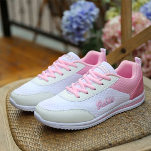 รองเท้าผ้าใบสตรีตาข่ายหนัง PU แบนรองเท้าลําลองน้ําหนักเบารองเท้ายางระบายอากาศ