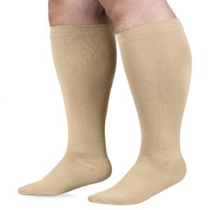 1 Pair Large Size Compression Socks for Women and Men Wide Calf Extra-Large Knee High Support Stockings for Circulation