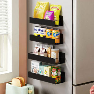 Magnetic Attraction Refrigerator Storage Rack Punch Free Durable Microwave Oven Storage Shelf Saving Space Kitchen Spice Shelf