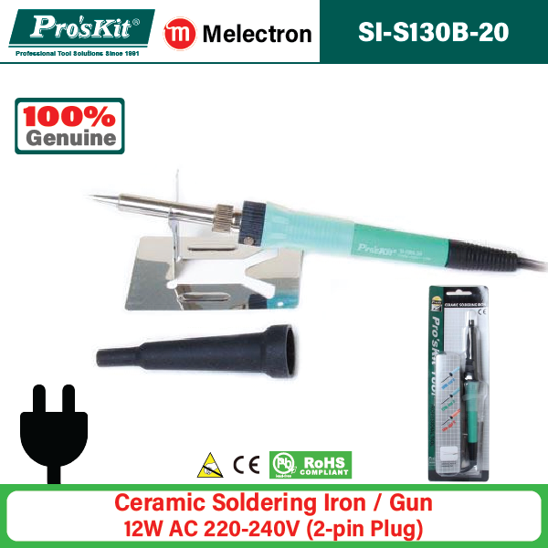 Pro'sKit SI-130B-20 Ceramic Soldering Iron with 2-Pin Plug 12W | Lazada