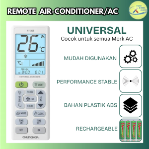 REMOTE REMOT AC MULTI UNIVERSAL CHUNGHOP K-3088E ORIGINAL/ASLI RECHARGEABLE FITUR THERMOMETER RUANGAN/KELEMBABAN UDARA + SENTER LED