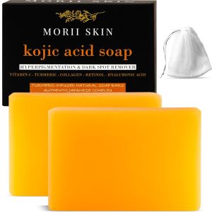 Xà phòng nghệ hữu cơ dùng cho da mặt xà phòng chứa axit kojic giúp làm mờ các vết thâm nám xà phòng kojic cao cấp được bào chế theo công thức Nhật Bản bổ sung vitamin C retinol và collagen. 2 thanh + lưới mỗi thanh nặng 353 ounce 2 thanh + lưới